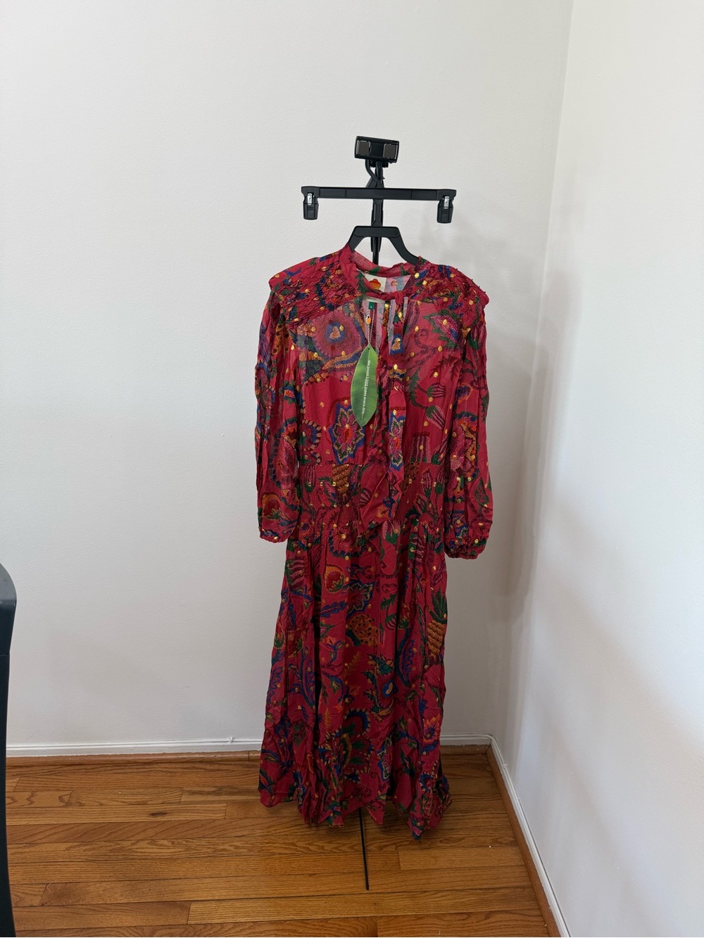 FARM Rio Red Floral Paisley Tie-Neck Maxi Dress - Picture 6 of 8